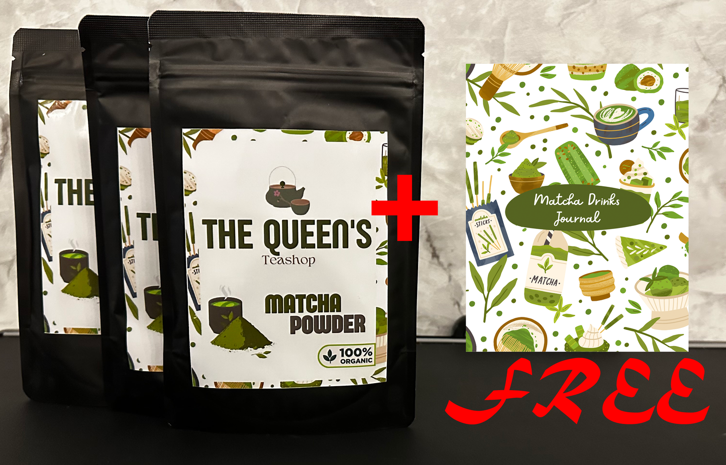 3 matcha powder + 1 digital recipe journal