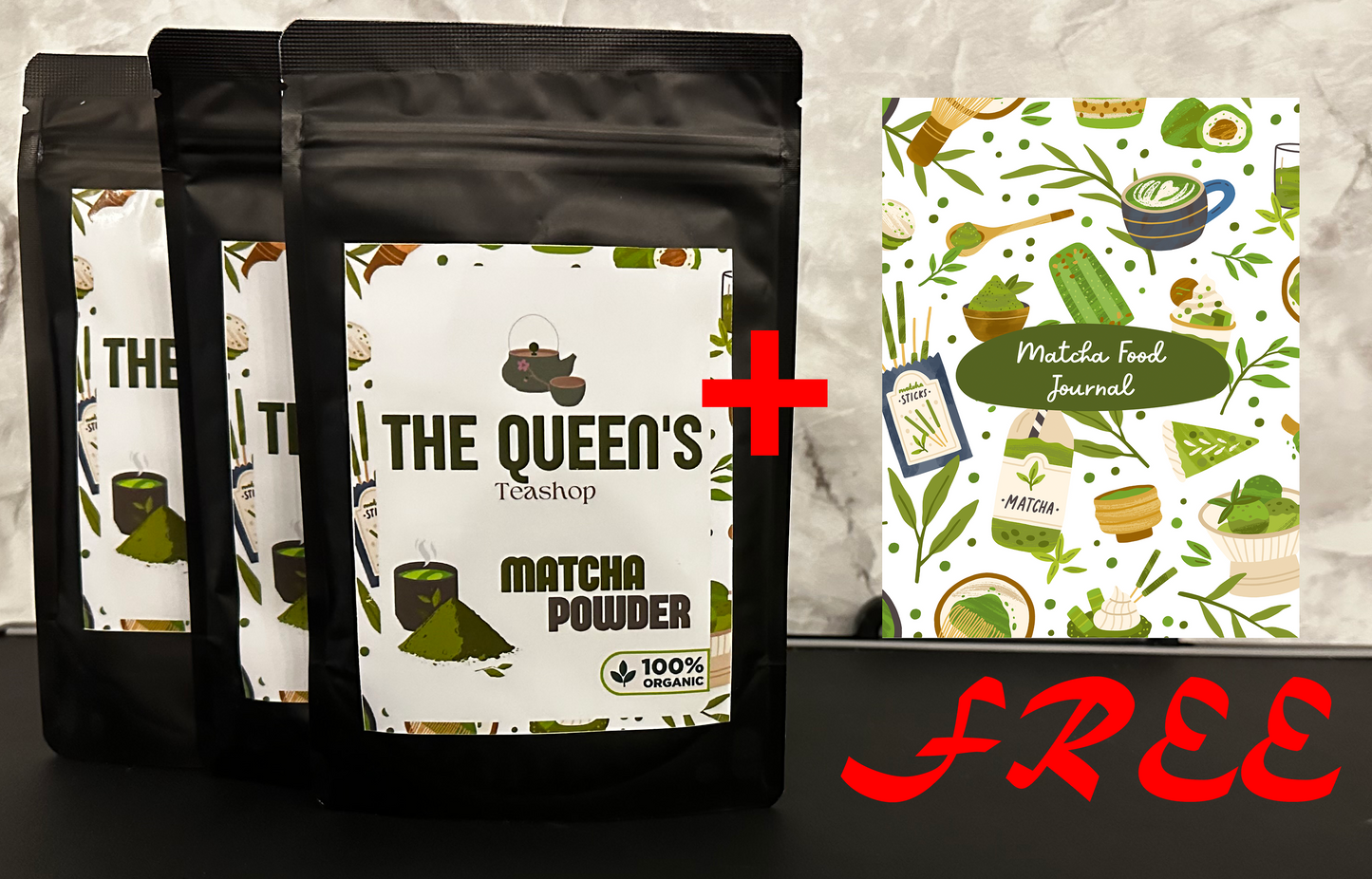 3 matcha powder + 1 digital recipe journal
