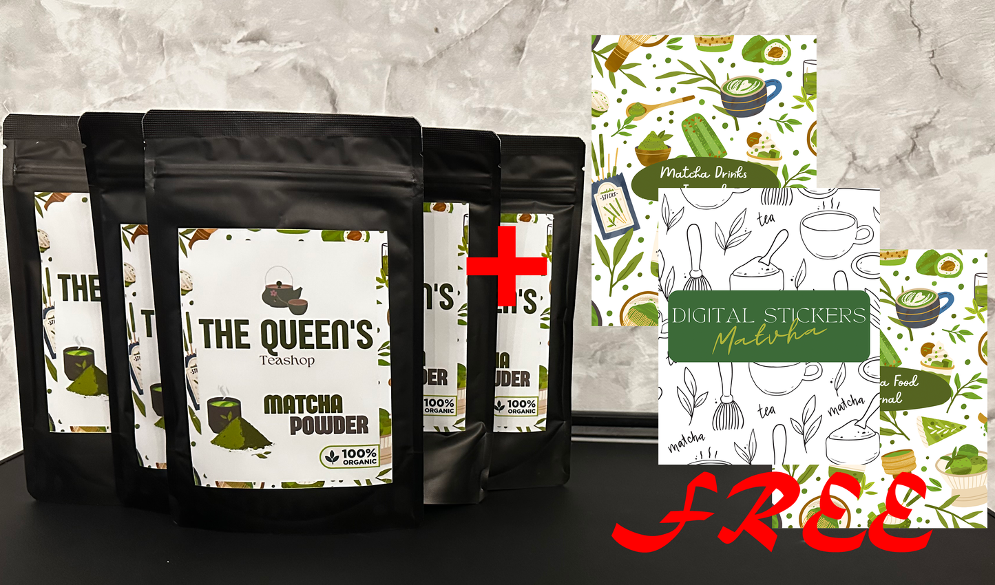 5 matcha powder + 2 digital recipe journals + 1 digital stickers