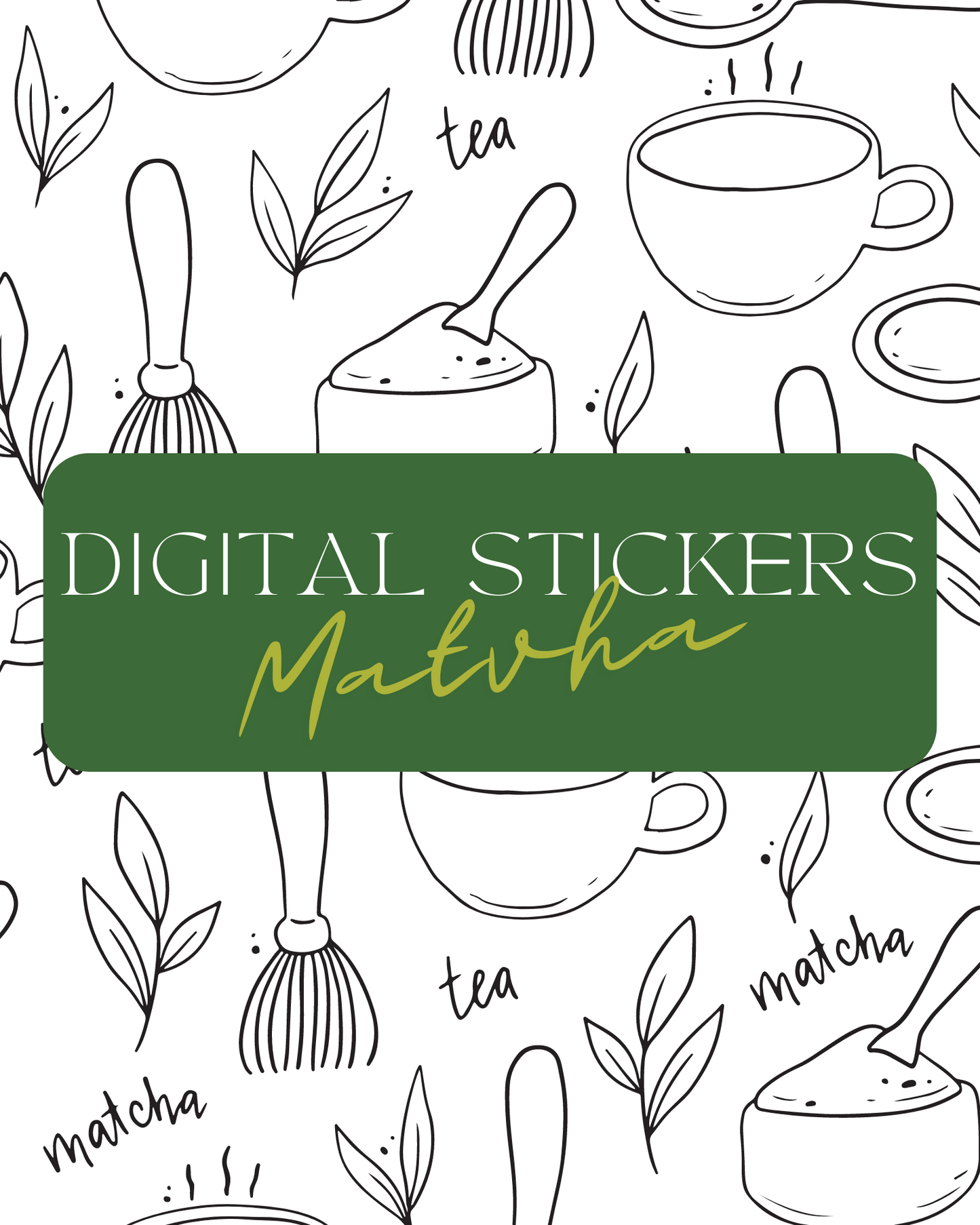 Digital matcha stickers